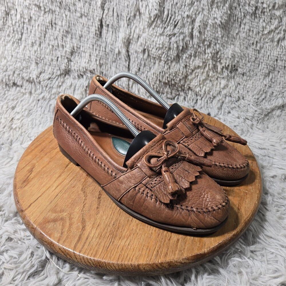 Hunt Club Y2K Luxury Loafer Retro Boat Shoes Sz 10.5 Brown Leather Tassel Kiltie